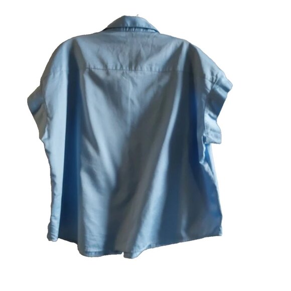 Brooks Brothers Light Blue Drop Shoulder Cap Sleeve Button-Down Shirt, S - Picture 2 of 13